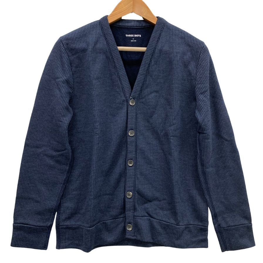 新品同様◆スリードッツ コットン カーディガン USA製 ネイビー サイズM THREE DOTS 【AFB14】