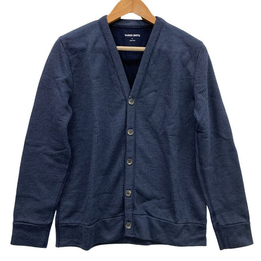 新品同様◆スリードッツ コットン カーディガン USA製 ネイビー サイズM THREE DOTS 【AFB14】