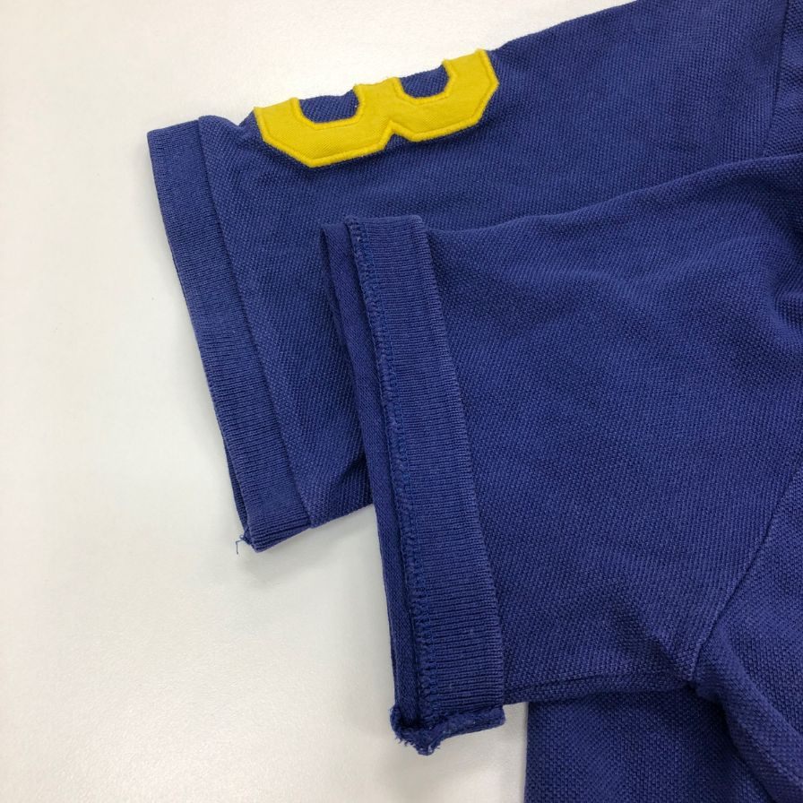 中古■ポロ ラルフローレン ポロシャツ ビッグポニー 刺繍 ロゴ 鹿の子 コットン ピケ ブルー メンズ サイズXL 18-20 POLO RALPH LAUREN 【AFB36】