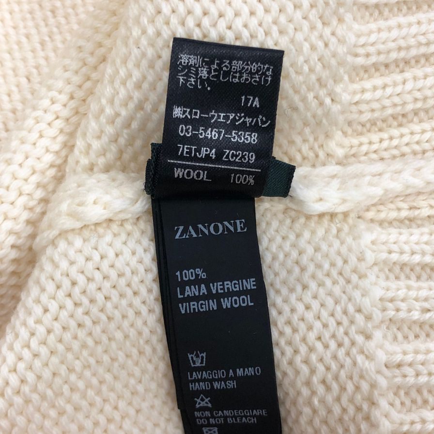 美品◆ザノーネ ウール ヘンリーネック ウール ニット メンズ サイズ 46 ホワイト系 ZANONE 【AFB14】
