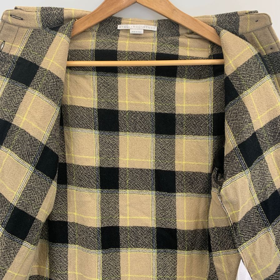 美品◆ステラマッカートニー レイヤード チェックシャツ ブラウス ウール100% レディース サイズ42 ブラウン STELLA McCARTNEY 【AFA18】