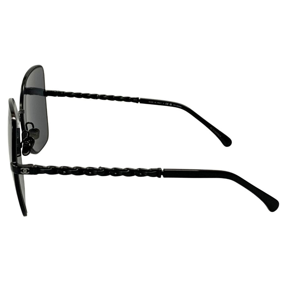 シャネル サングラス バタフライシェイプ グレーレンズ ブラック×シルバー 4274-Q 59□16 C101/T8 135 3P CHANEL【AFI13】