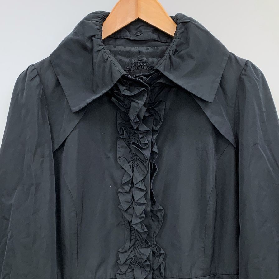 美品◆トゥービーシック コート フリル デザイン スプリングコート ポリエステル ブラック レディース サイズ42 TO BE CHIC 【AFB2】