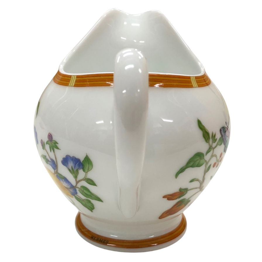 エルメス シエスタ ミルクポット 花柄 ホワイト HERMES【AFI28】【中古】