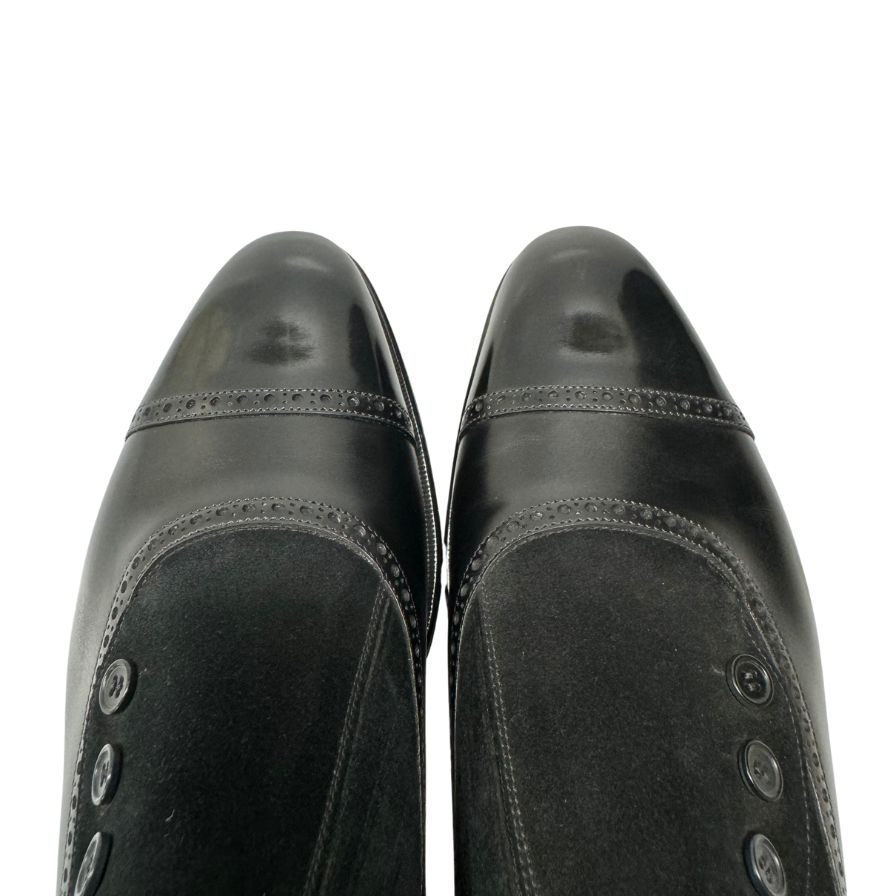 エドワードグリーン レザーシューズ メリルボーン ボタン 915ラスト メンズ サイズUK8 ブラック EDWARD GREEN Marylebone 約26.5cm【LA】