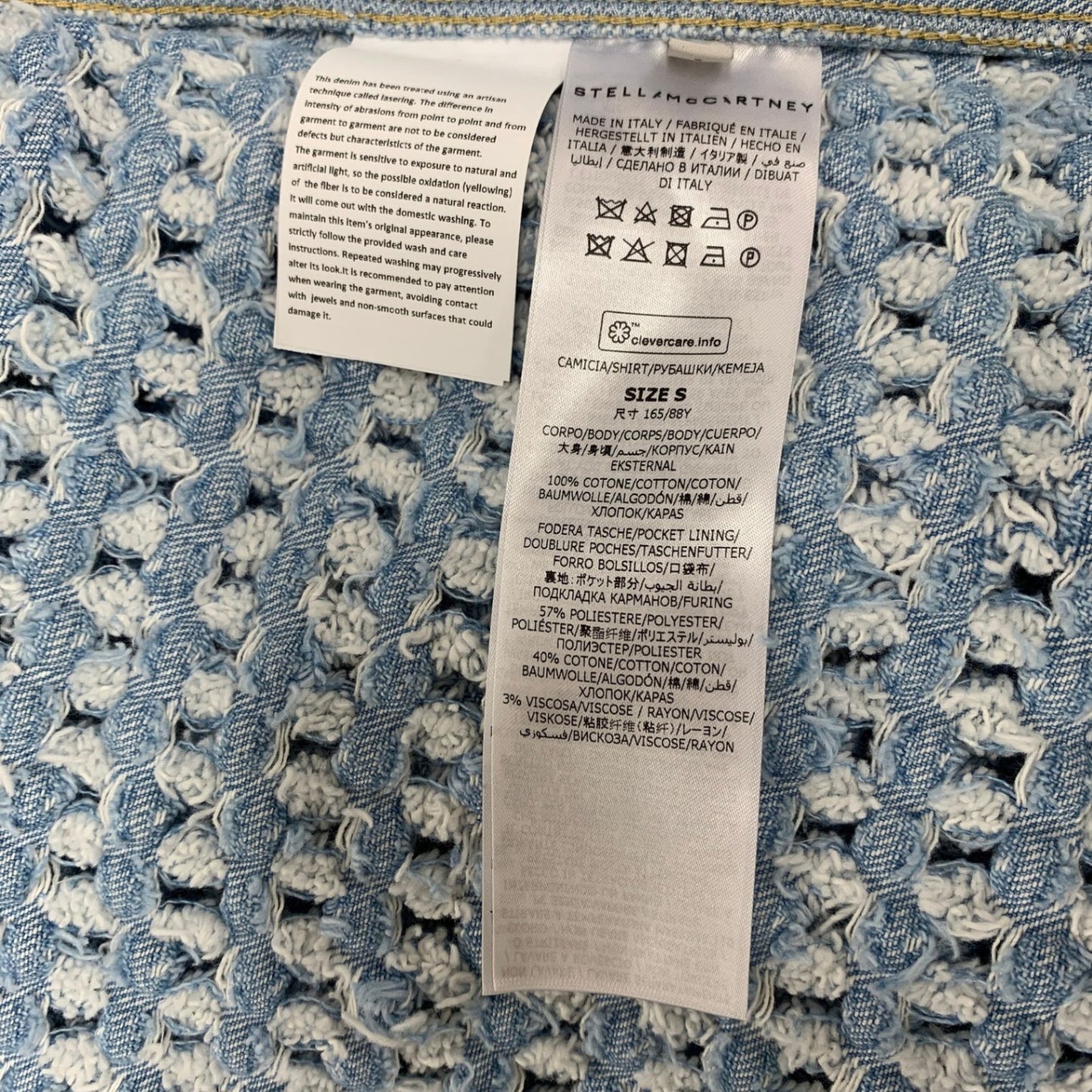 極美品◆ステラマッカートニー 24年 コート デニム生地 ブルー レディース サイズS STELLA McCARTNEY 【AFA2】