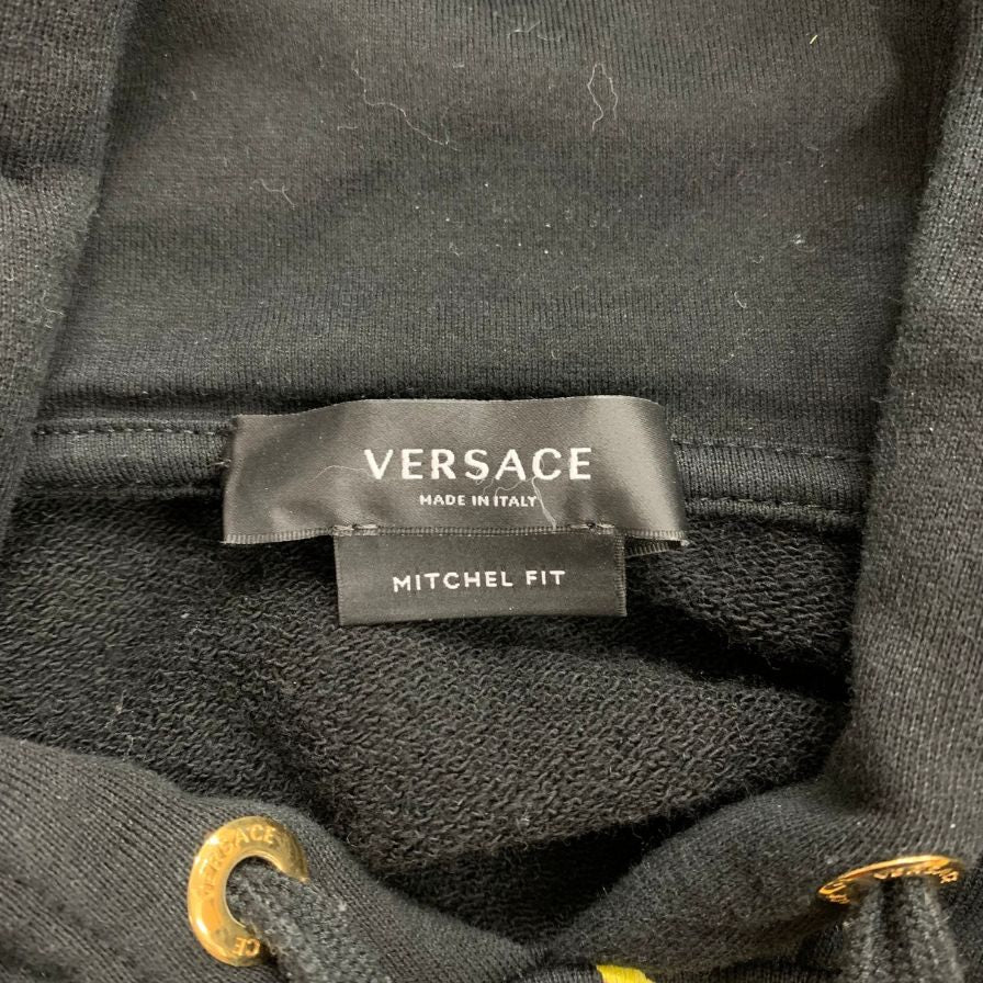 美品◆ヴェルサーチ パーカー バロッコアカンサスプリント A87476 メンズ コットン サイズXS ブラック イエロー VERSACE 【AFB35】