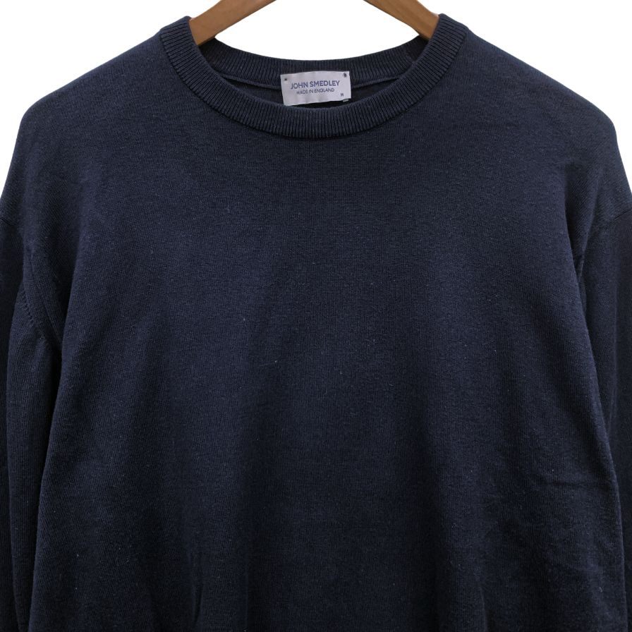 ジョンスメドレー ラウンドネック ニットセーター シーアイランドコットン メンズ サイズM ブラック JOHN SMEDLEY【LA】