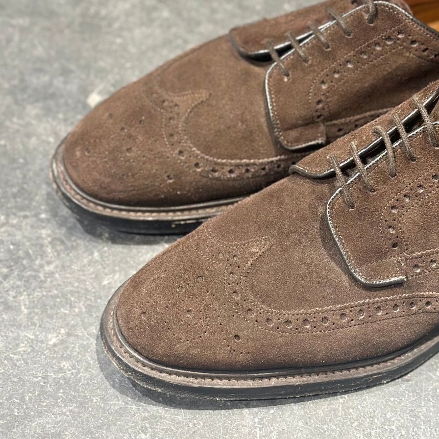ジョセフ チーニー レザーシューズ ハブロック ウイングチップ スエード ダークブラウン サイズUK7.5 JOSEPH CHEANEY ビジネスシューズ 約26.0cm【LA】【中古】