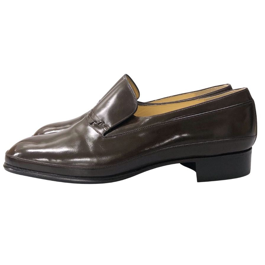 ピエールバルマン ローファー レザー ウッドソール メンズ サイズ7ハーフ ブラウン PIERRE BALMAIN 約25.5cm【AFD9】