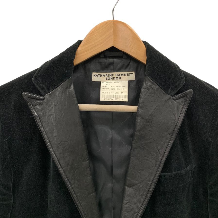 美品◆キャサリンハムネット ジャケット ラペルレザー切り返し メンズ ブラック サイズ M KATHARINE HAMUNETT 【AFB39】
