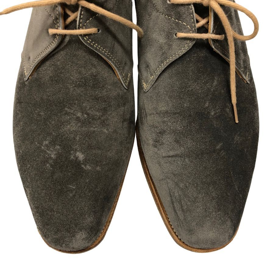 ジョンロブ×ポールスミス プレーントゥ 8000ラスト スエード グレー サイズ5.5E John Lobb×Paul Smith ビジネスシューズ 約24.0cm【LA】【中古】
