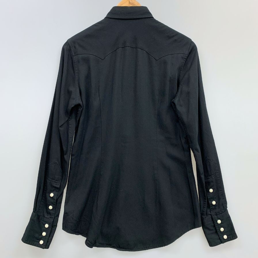 美品◆ダブルアールエル ラルフローレン ウエスタンシャツ スナップボタン レーヨン ブラック メンズ サイズ2 RRL RALPH LAUREN 【AFB27】