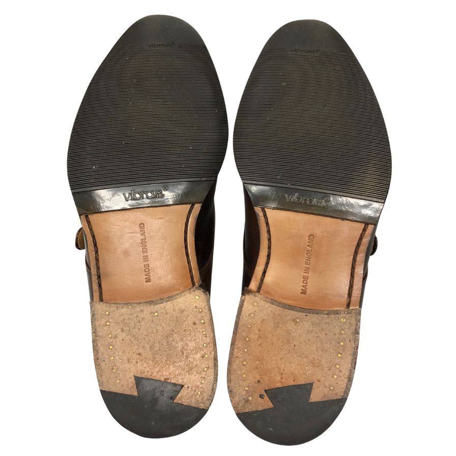 トリッカーズ レザーシューズ LEWISTON シングルモンク ミュージアムレザー ブラウン メンズ サイズ7.5 TRICKERS ビジネスシューズ 約26.5cm【LA】【中古】