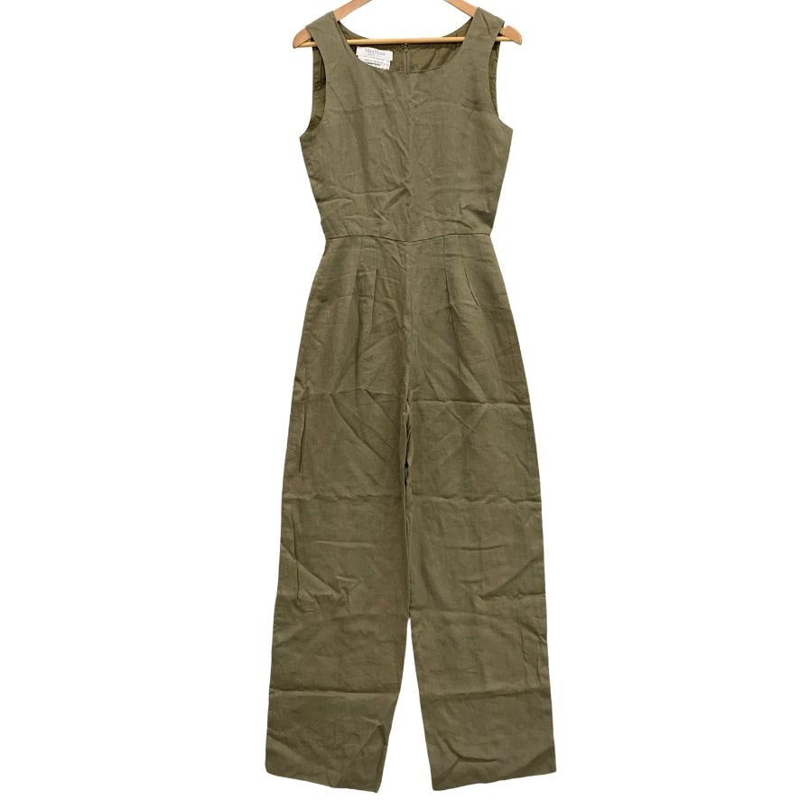 マックスマーラ オールインワン つなぎ オーバーオール リネン混 サイズ38 カーキ系 レディース MaxMara 【AFB46】