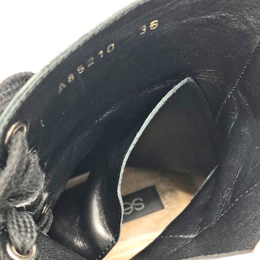 セルジオロッシ サイドジップブーツ ビジュー レザー ブラック レディース サイズ36 Sergio Rossi 約22.5cm【AFC47】