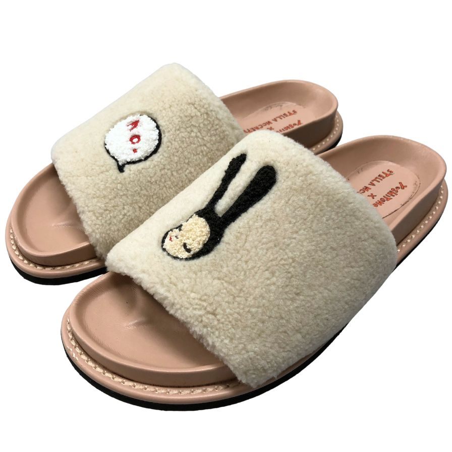 奈良美智×ステラマッカートニー サンダル ボア ピンク系 サイズ38 YOSHITOMO NARA×STELLA McCARTNEY 約24.0cm【AFC45】