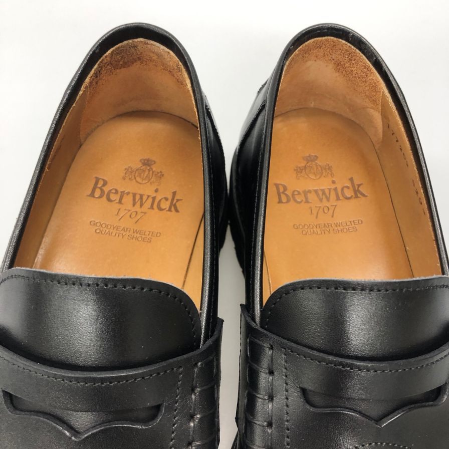 バーウィック コインローファー レザー ヴィブラムヴィライト ソール ペニー 5293 ブラック メンズ サイズ 7 Berwick 約25.5cm【AFC23】