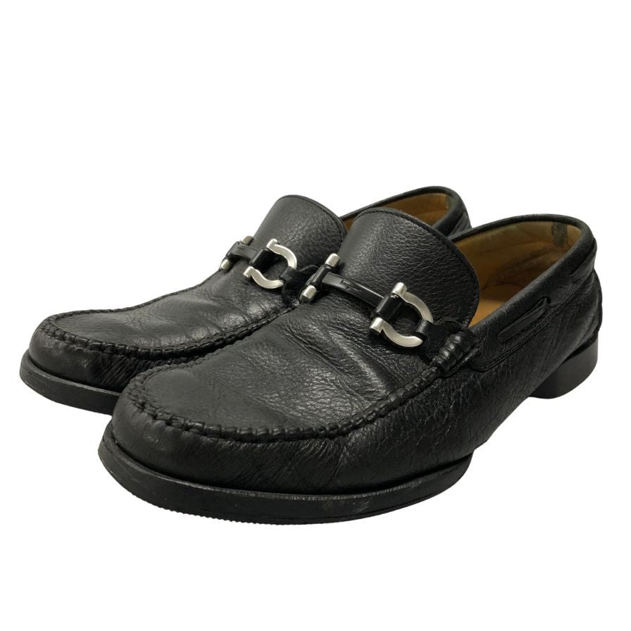 サルヴァトーレフェラガモ ローファー 65762 レザー ホース ビット ブラック メンズ サイズ UK 7 Salvatore Ferragamo 約26.0cm【AFC42】