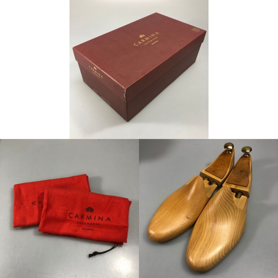 カルミナ 80391 パンチドキャップトゥ カーフ バーガンディ UK7 CARMINA ビジネスシューズ 約25.5cm【LA】【中古】