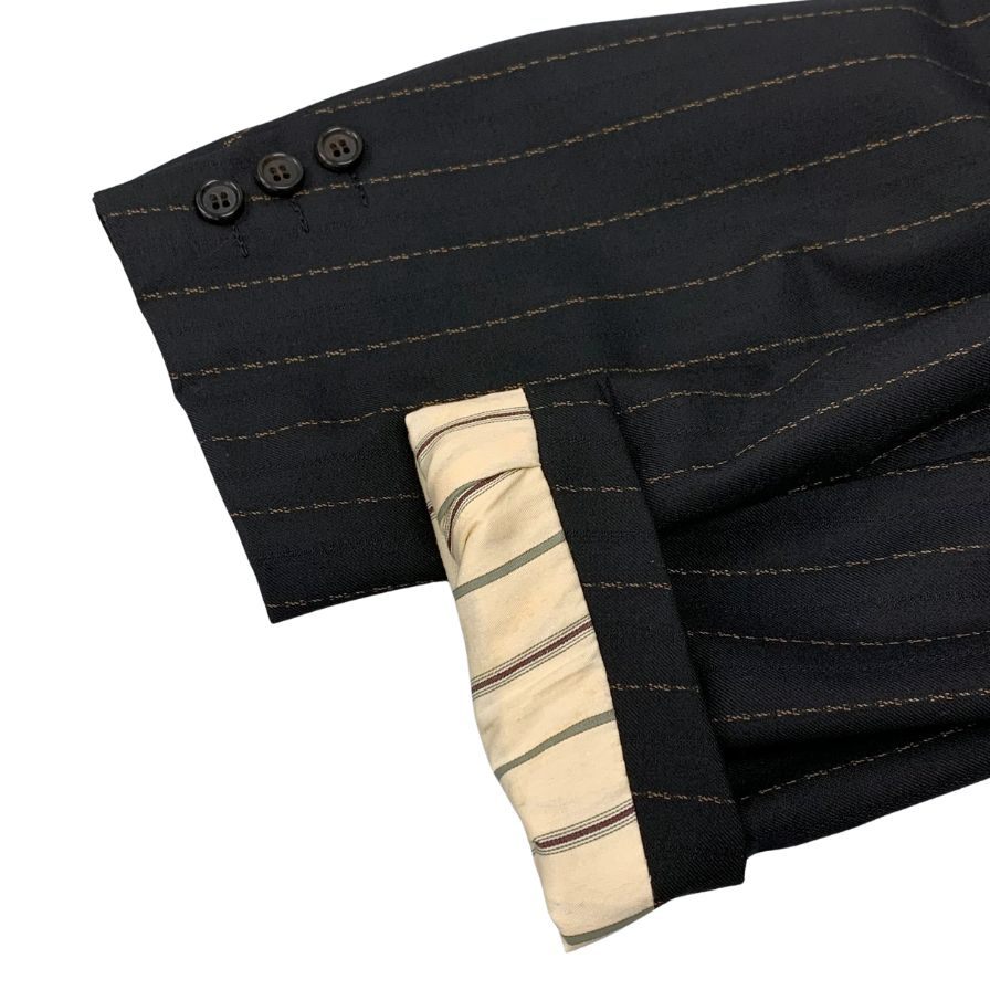 メンズビギ スーツ ストライプ テーラードジャケット スラックス セットアップ ウール 古着 グレー系 メンズ サイズ4 Men's BIGI【AFA8】