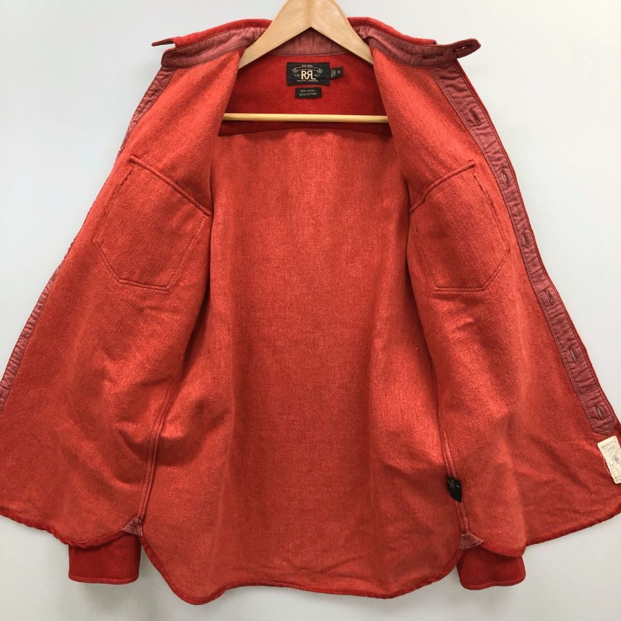 美品◆ダブルアールエル ラルフローレン シャツジャケット ウール混 レッド メンズ サイズXS RALPH LAUREN RRL 【AFB37】