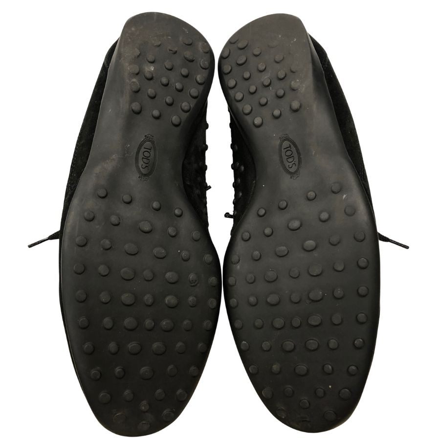 トッズ シューズ ドライビングシューズ レースアップ スエード ブラック メンズ サイズ7.5 TOD’S 約26.0cm【AFC47】