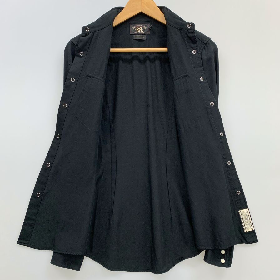 美品◆ダブルアールエル ラルフローレン ウエスタンシャツ スナップボタン レーヨン ブラック メンズ サイズ2 RRL RALPH LAUREN 【AFB27】