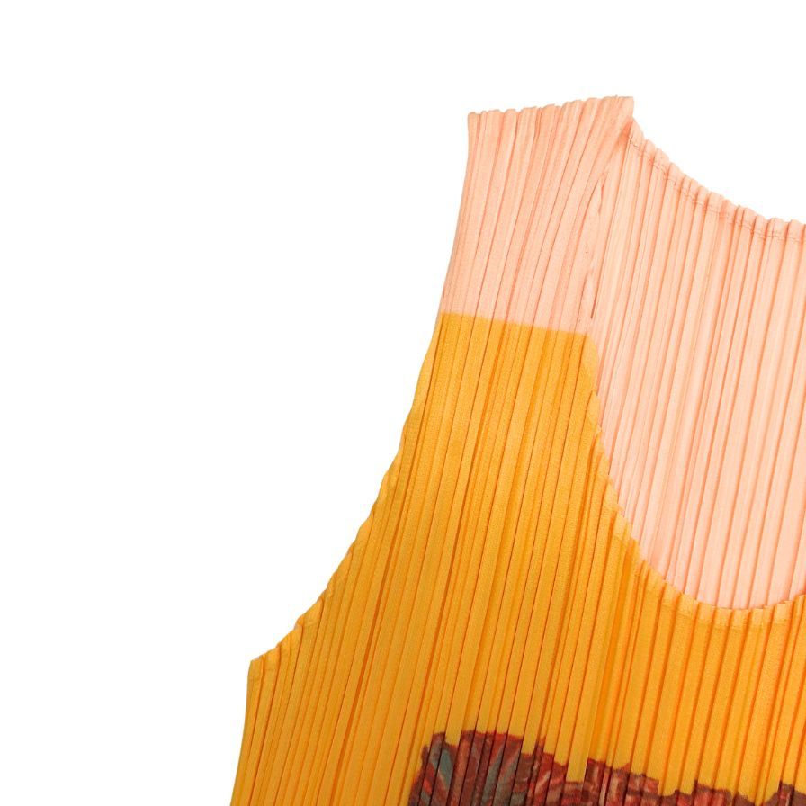 美品◆プリーツプリーズ イッセイミヤケ ノースリトップス カーネーション イエロー レディース サイズ3 PP06-JK101 PLEATS PLEASE ISSEY MIYAKE 【AFB7】