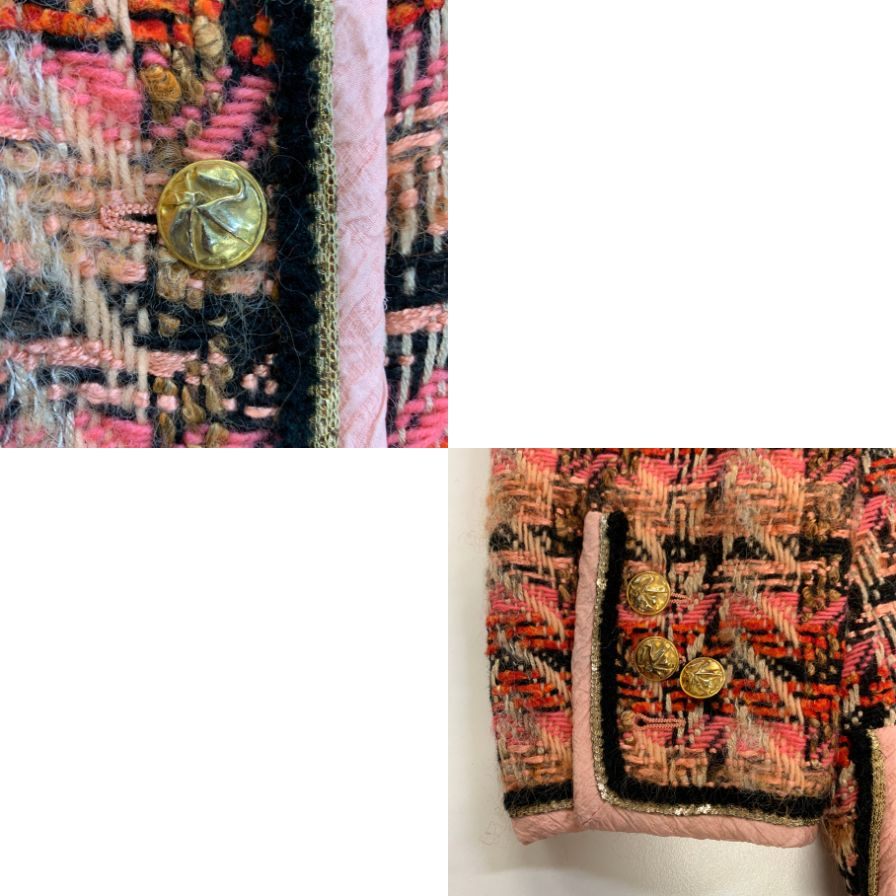 シャネル セットアップ スーツ ツイード 20156 ウール チェック サイズ40 レディース ピンク系 CHANEL【AFA10】