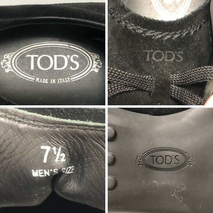 トッズ シューズ ドライビングシューズ レースアップ スエード ブラック メンズ サイズ7.5 TOD’S 約26.0cm【AFC47】