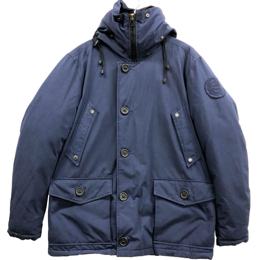 XL アヴィレックス 機能中綿エコダウン ハイネックボリュームダウン ブルー系 アウター メンズ 冬 ボリュームフード 中綿入りジャケット