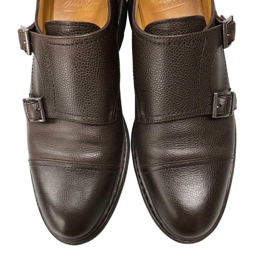 パラブーツ ポー ダブルモンク グレインレザー ブラウン サイズ 6 Paraboot ビジネスシューズ 約24.5cm【LA】【中古】