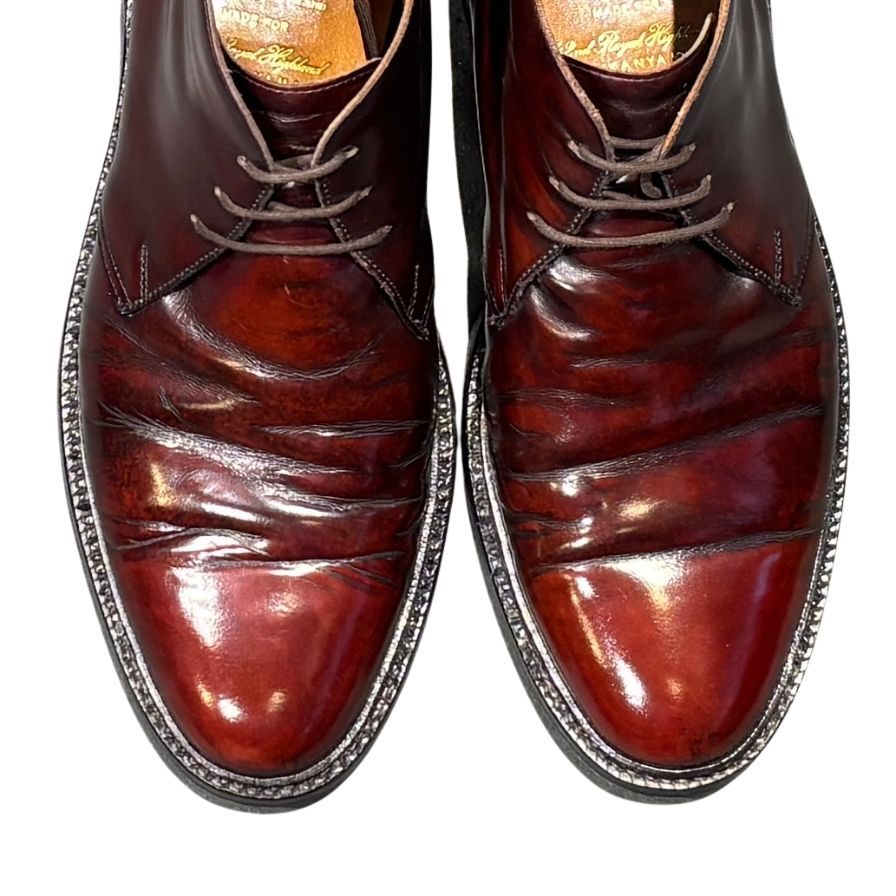クロケット&ジョーンズ DORSET チャッカブーツ ガラスレザー バーガンディ サイズUK6.5E CROCKETT&JONES ビジネスシューズ 約25.5cm【LA】【中古】