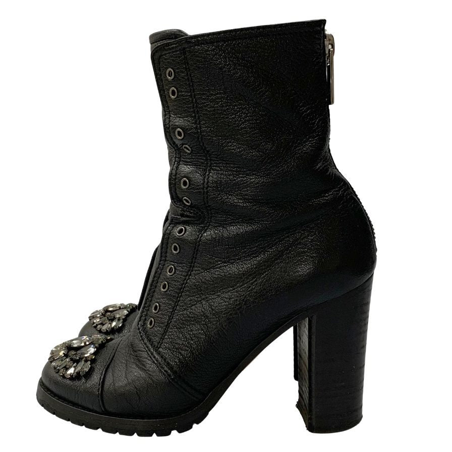 ジミーチュウ ジップアップブーツ カーフ サイズ35 レディース ブラック JIMMY CHOO 約22.5cm【AFC47】