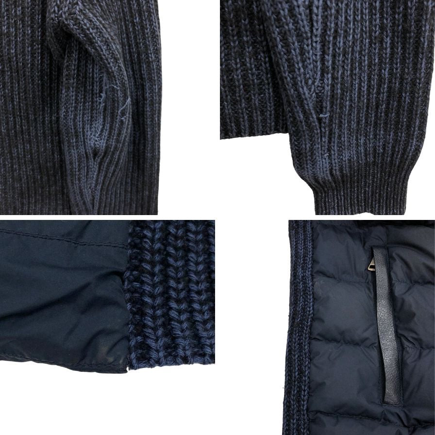 中古◆モンクレール ダウンジャケット cardigan tricot 2023 ニット切替 メンズ ブルー サイズM MONCLER 【AFB5】