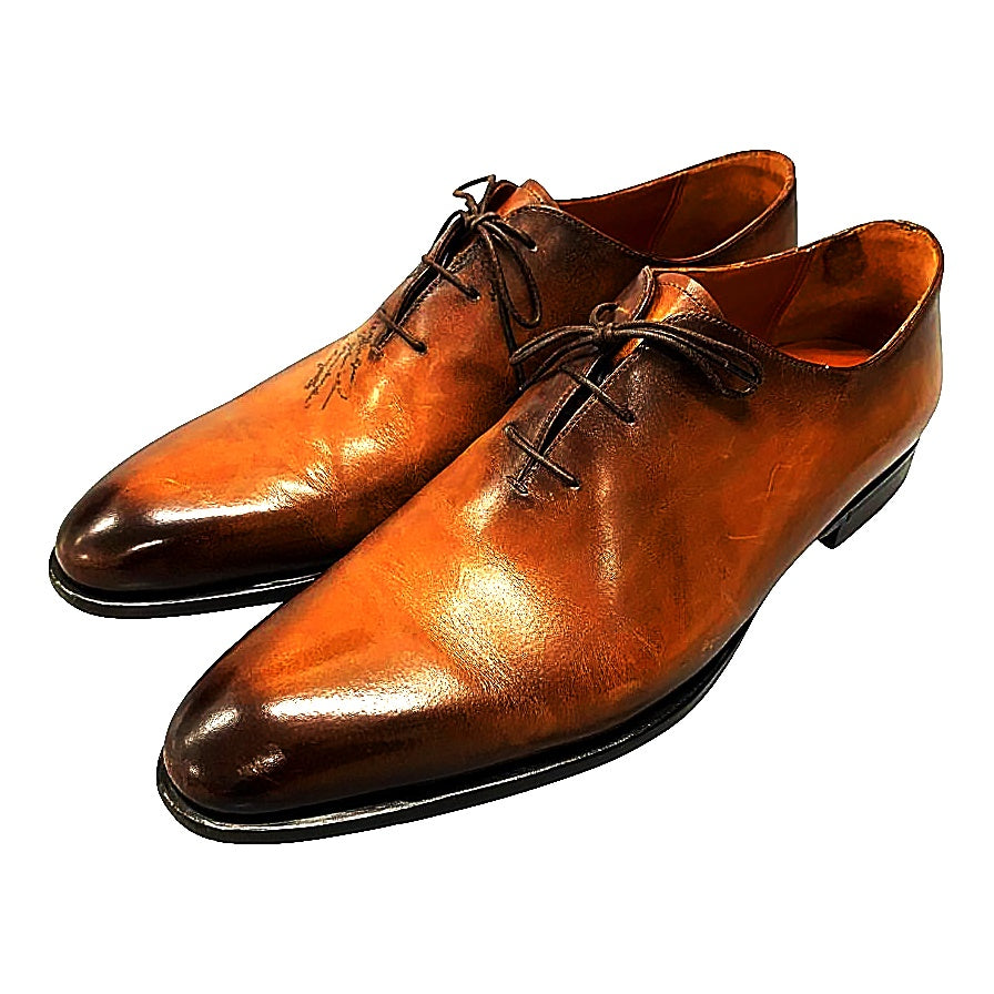 美品◆ベルルッティ レザーシューズ アレッサンドロ 3756 ホールカット カリグラフィ サイズ11 メンズ ブラウン Berluti【AFC45】