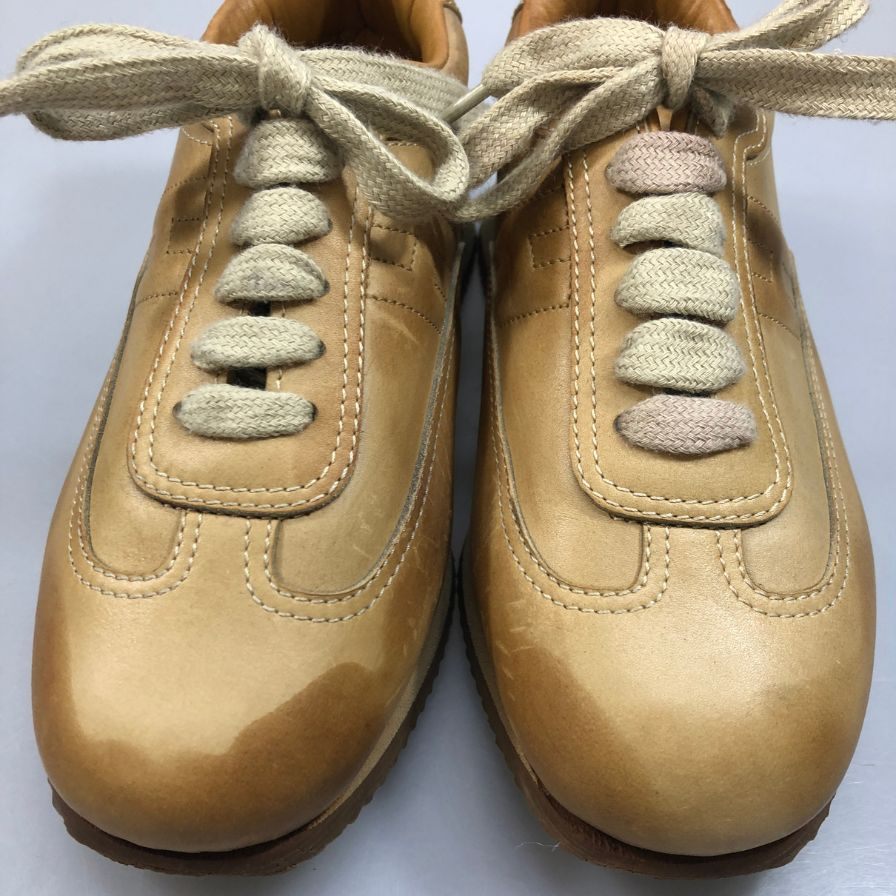 エルメス レザースニーカー ローカット 本革 Hロゴ ブラウン サイズ34相当 HERMES 約22.0cm【AFC44】