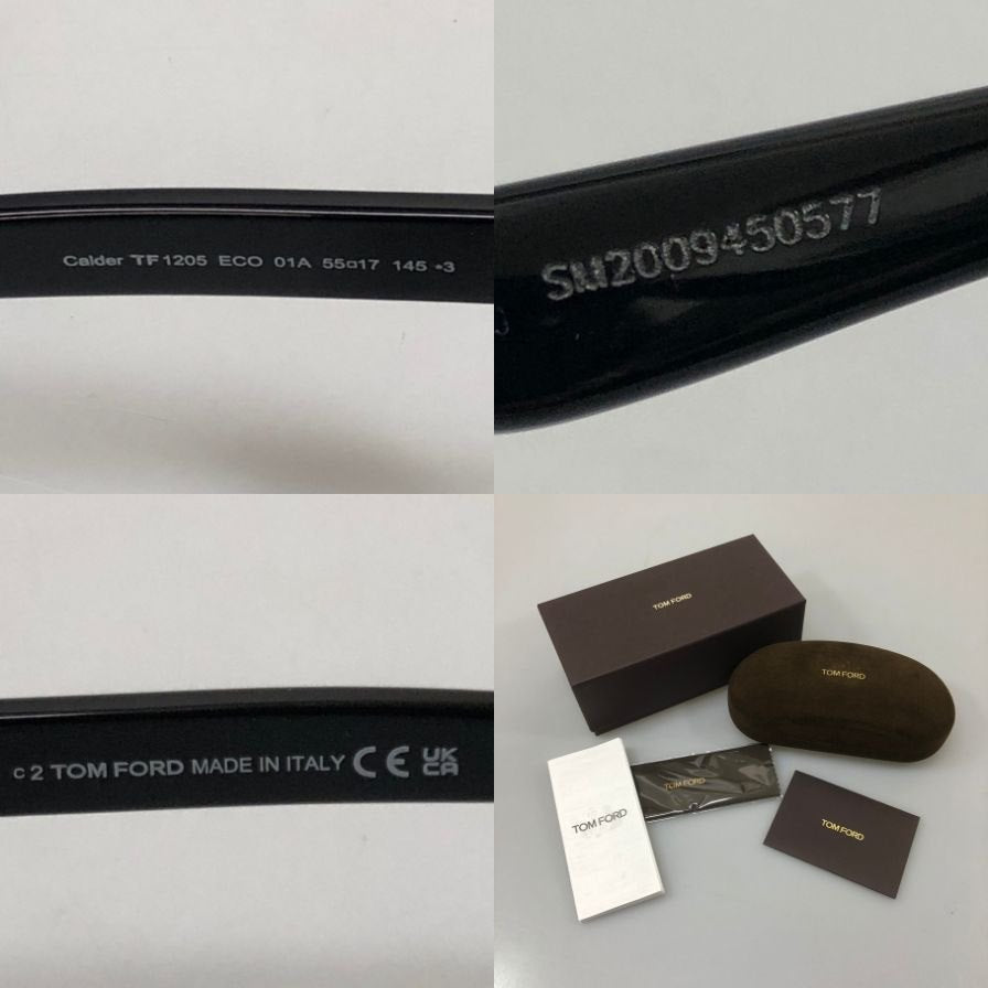 トムフォード メガネ サングラス Calder TF1205 ECO 01A 55□17 ブラック TOM FORD【AFI7】