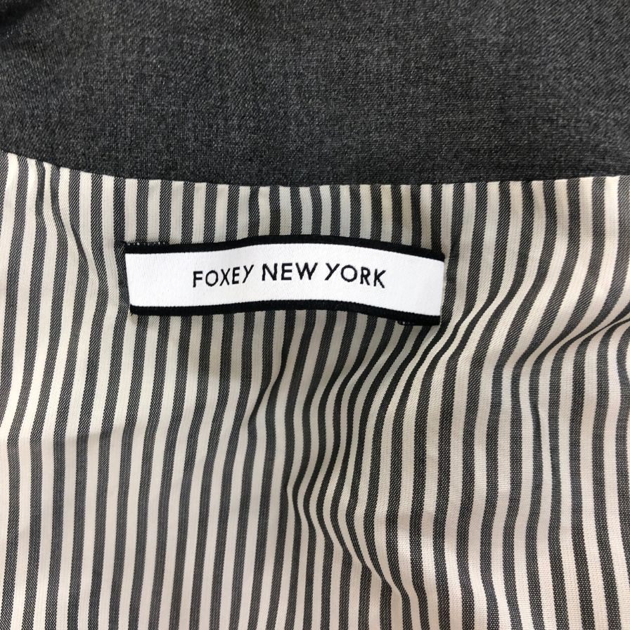 美品◆フォクシーニューヨーク ブリリアントコート グレー サイズ38 レディース 日本製 FOXEY NEW YORK 【AFF23】