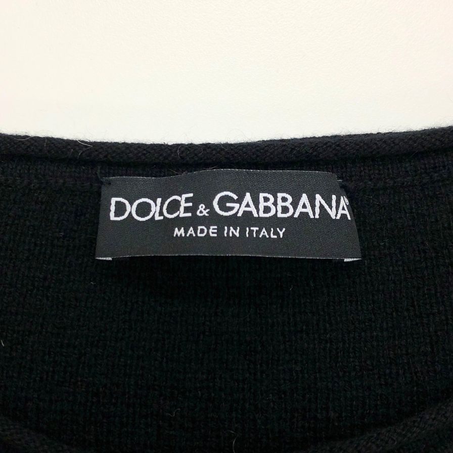 極美品◆ドルチェ&ガッバーナ カシミア100% ラウンドネック トップス セーター レデイース サイズ42 ブラック DOLCE & GABBANA 【AFB45】