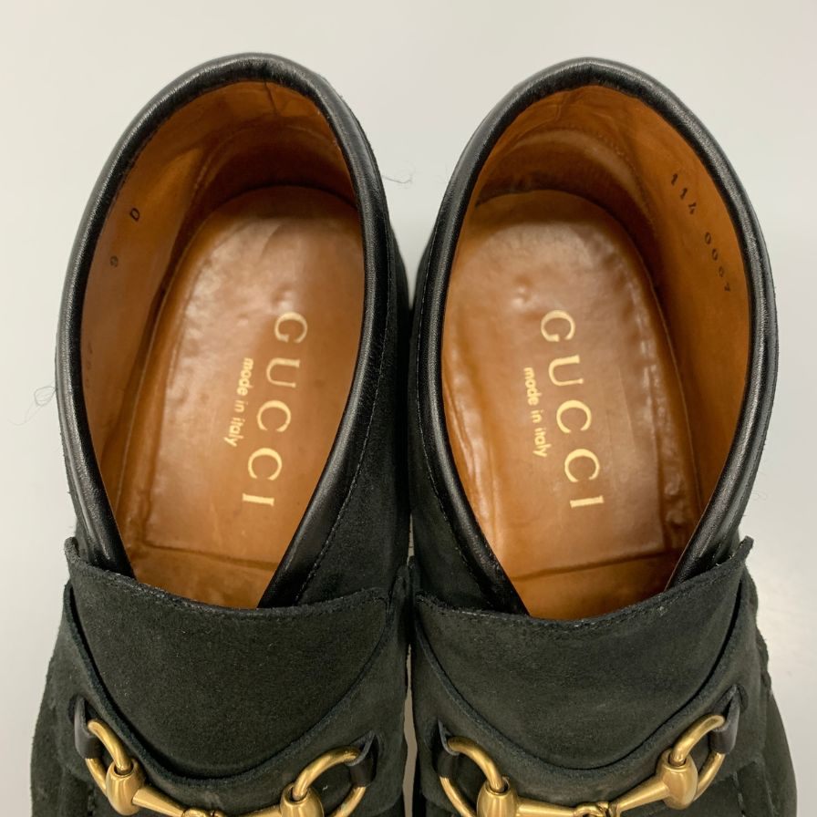 グッチ ビット ブーツ スエード ブラック UK9D メンズ イタリア製 GUCCI 約27.5cm【AFD12】