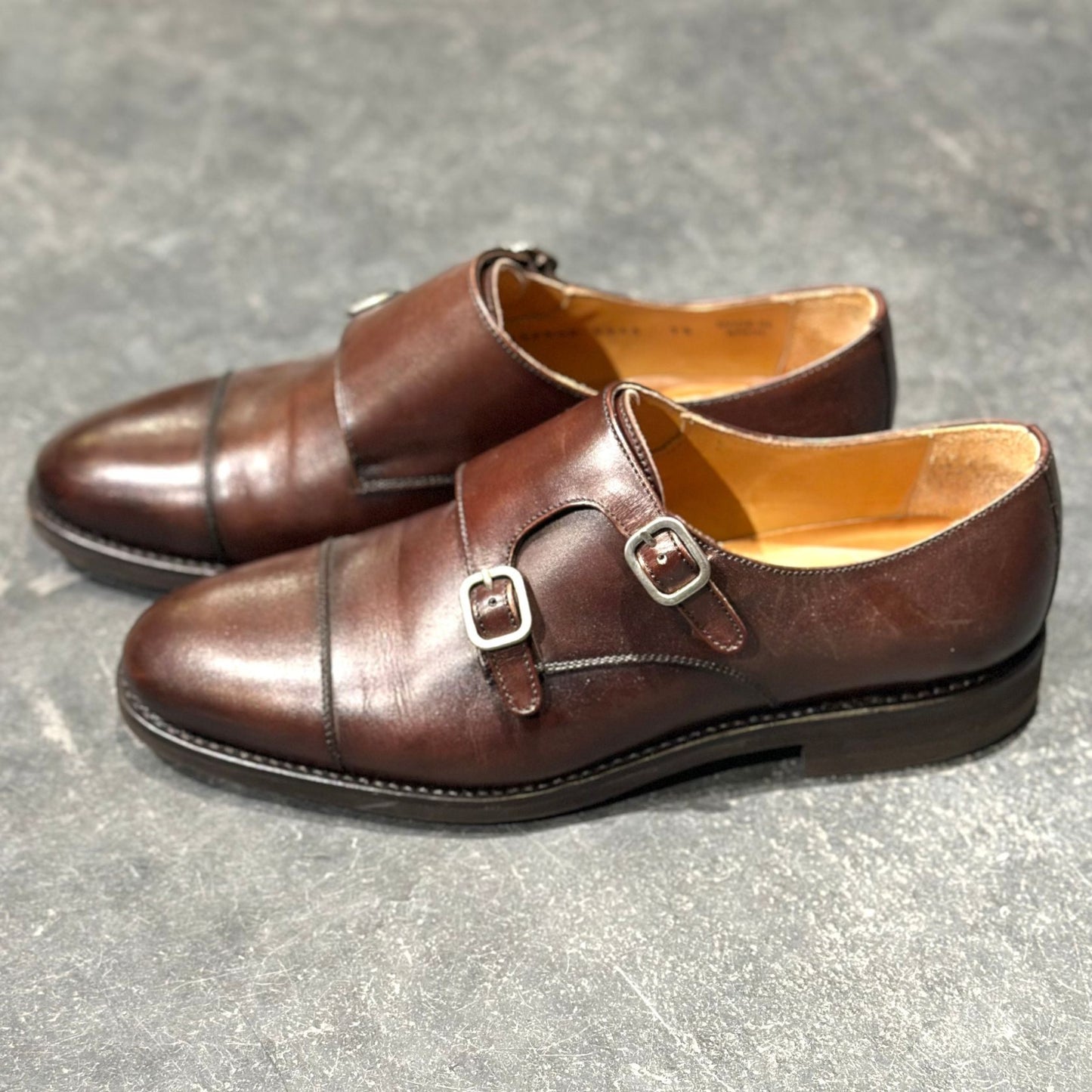 バーウィック レザーシューズ 5425 ダブルモンク ダークブラウン サイズUK7.5 Berwick ビジネスシューズ 約26.0cm【LA】【中古】