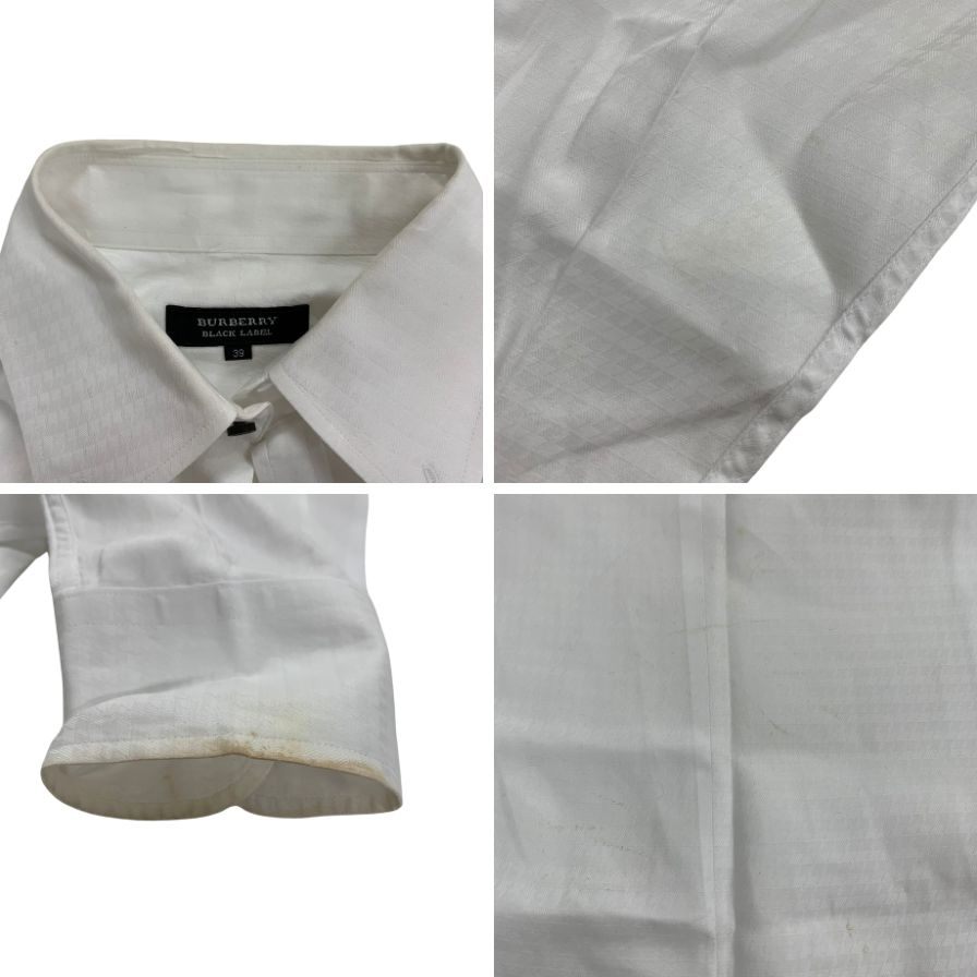 中古◆バーバリー ブラックレーベル Yシャツ 3点セット メンズ サイズ39 40 ホワイト ブラック系 BURBERRY BLACK LABEL 【AFB20】