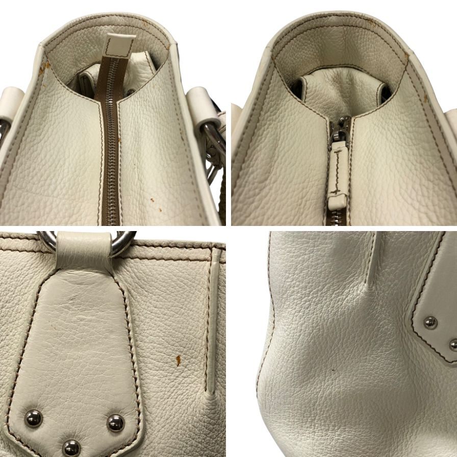 プラダ ハンドバッグ グレインレザー 編み込み ホワイト レディース PRADA【AFE12】