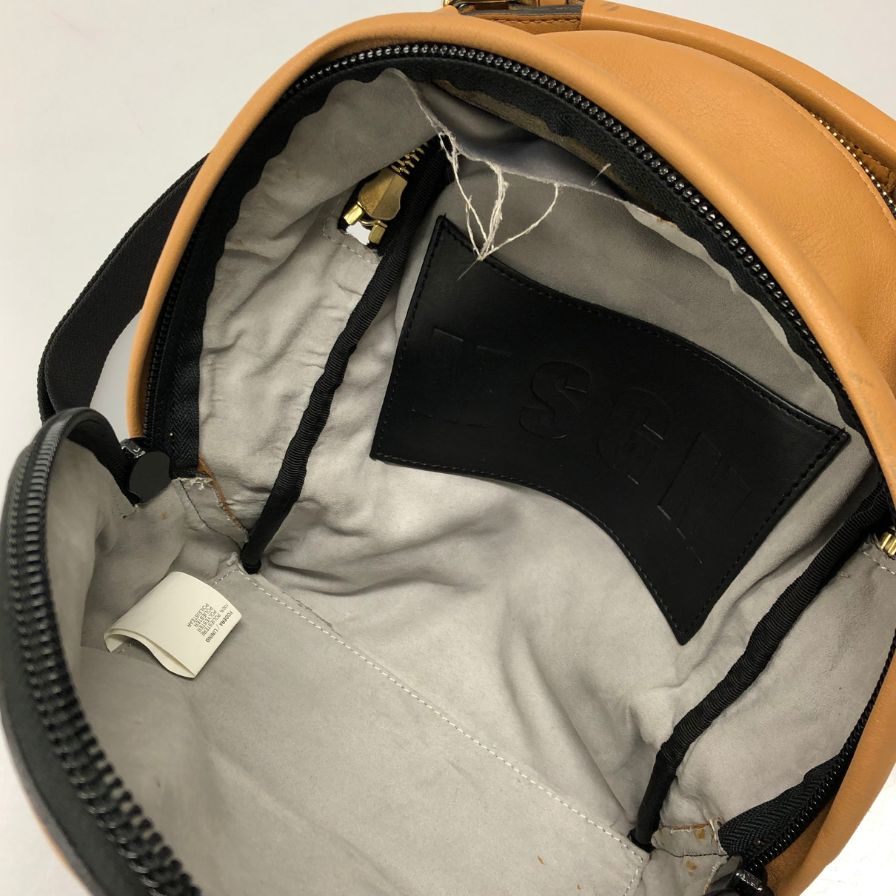 エムエスジーエム レザーリュック ブラウン バックパック カーフスキン 牛革 MSGM【AFE12】