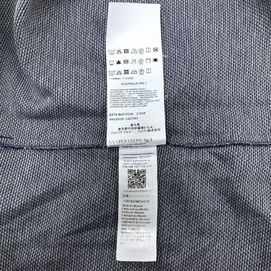 極美品◆エンポリオ アルマーニ シャツ 長袖 コットン 総柄 メンズ ネイビー サイズ41 EMPORIO ARMANI 【AFB14】