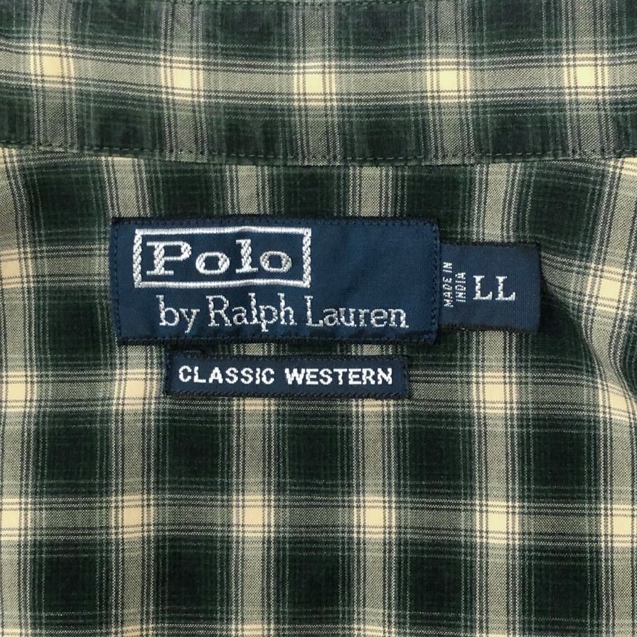 ポロ バイ ラルフローレン ウエスタンシャツ チェック柄 グリーン系 メンズ サイズLL Polo By RALPH LAUREN【LA】