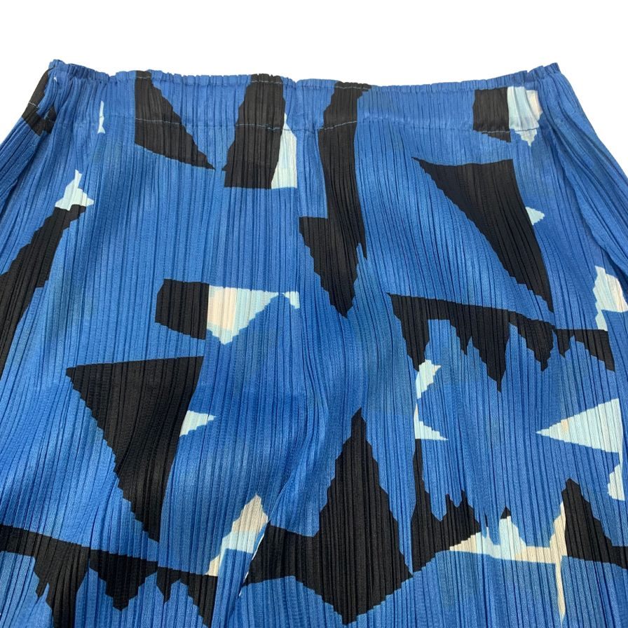 美品◆プリーツプリーズ イッセイミヤケ パンツ ブルー系 PP41-JF724 ポリエステル サイズ4 レディース PLEATS PLEASE ISSEY MIYAKE 【AFB46】
