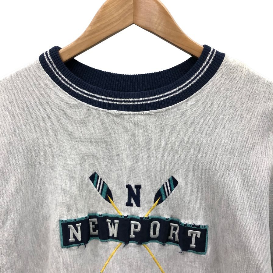 中古◆チャンピオン リバースウィーブ スウェット 90S 刺繍タグ USA製 NEW PORT グレー メンズ サイズXL champion reverse weave 【AFB10】